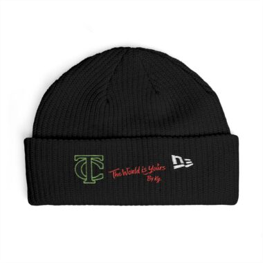 TC “The World Is Yours” Embroidered Cuff Beanie Black Knit Hat by Ky